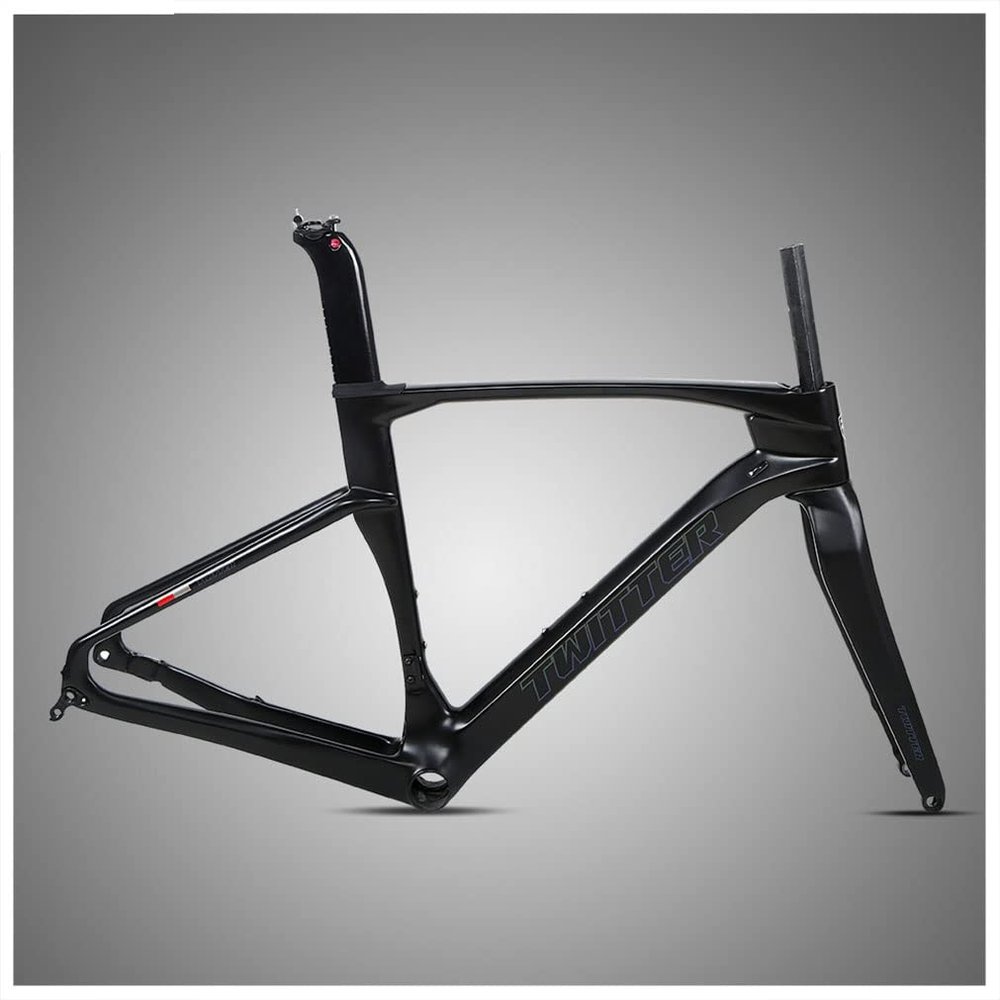 HIMALO Carbon Fiber Road Bike Frameset Disc Brake Racing Frame 45/48/51/54CM 12x100/12x142mm Thru Axle Bicycle Frame for 700c Wheels(Black,51cm)
