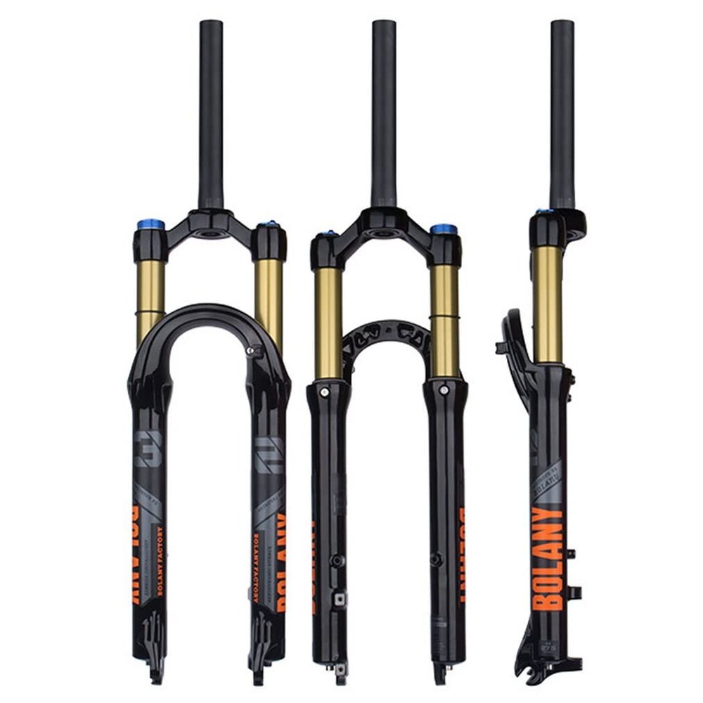 HIMALO Bike Fork 26/27.5/29 Mountain Bike Air Suspension Fork 100mm Travel 28.6mm Straight Fork Manual Lockout Disc Brake QR 9mm(Black,26'')