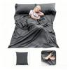 MongByYa Sleeping Bag Liner Lightweight Compact Sleeping Bag Sack Portable Clean Travel Sheet Camping Sleep Sheet for Backpacking Hotel Hiking (Silver Gray, 82.7 X 70.9) view 1