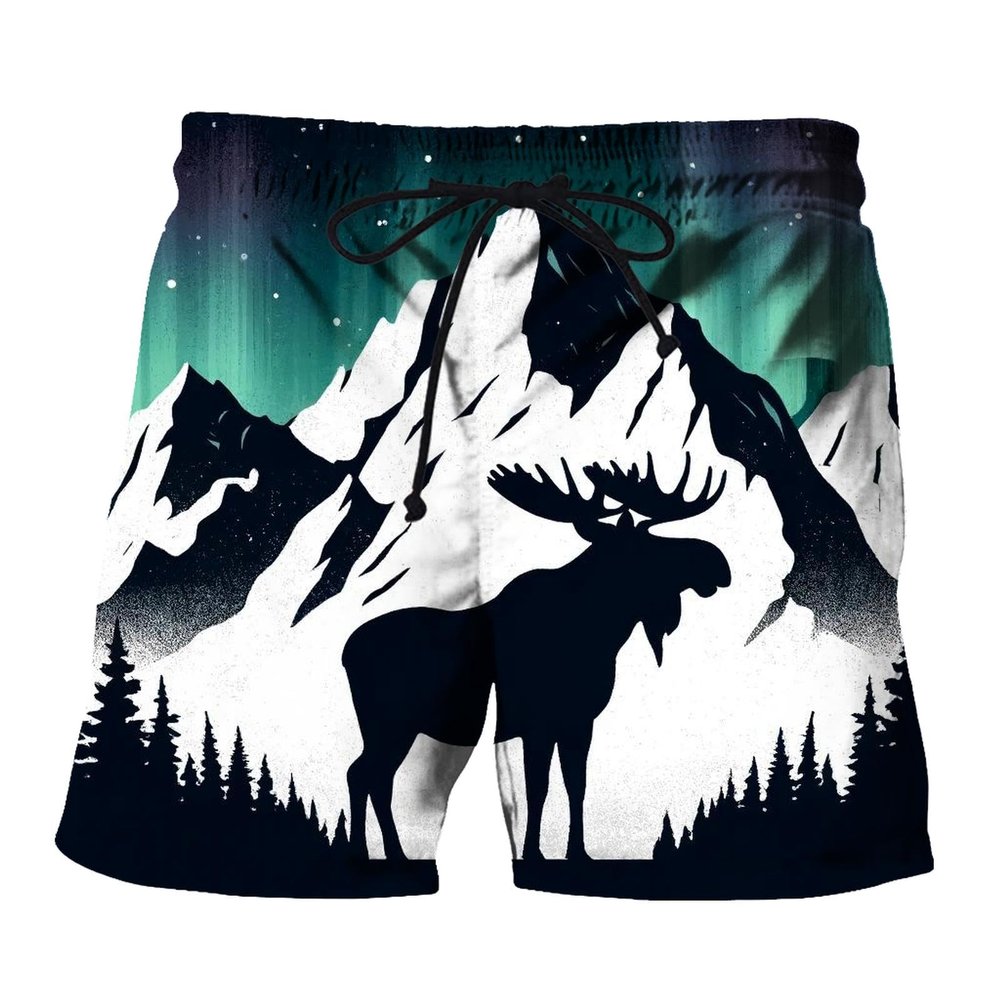 JBWomen Alaska Moose Shirt 3d Printed Alaska Moose Hunting Shorts Swim Suit Trunks