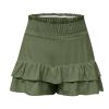 ,Shorts for Women, Bermuda Shorts for Women 2038 Summer High Waisted Ruffle Shorts Floral Pleated Hem Casual Pants, Placed by Me,XL,Green view 4