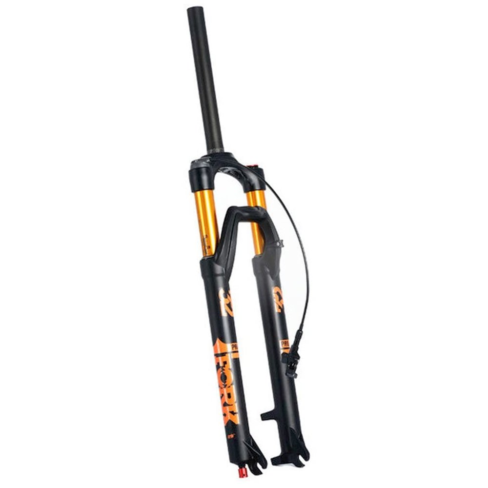 HIMALO 26/27.5/29 Inch Bike Bike Air Suspension Fork 110mm Travel Rebound Adjust Disc Brake Front Fork 1-1/8 Straight Quick Release(Black Gold,29inch)