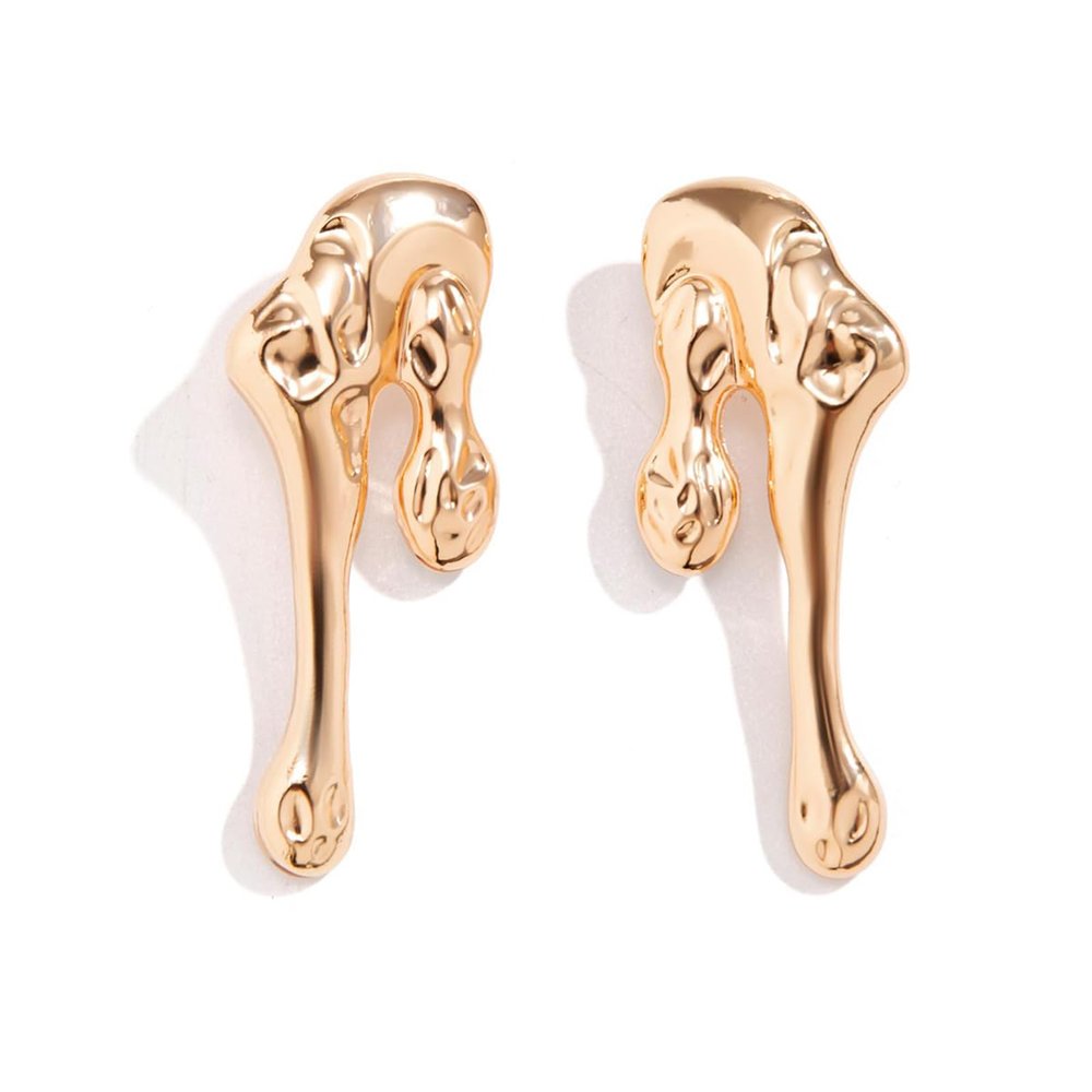 18K Gold Geometric Liquid Earrings for Women Lover,Silver Irregular Waterdrop Stud Drop Earrings,Aesthetic Anniversary Jewelry Gift
