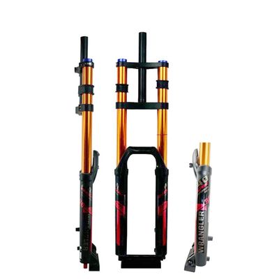 HIMALO Bike Downhill Fork 26 27.5 29 Inch Double Shoulder Bike Air Suspension Fork Travel 165mm 28.6mm Straight Front Fork 110x15mm Thru Axle for DH/AM(Red,26'')