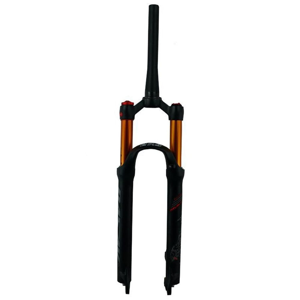 HIMALO 26/27.5/29 Inch Bike Suspension Fork 100mm Travel Bike Air Fork 1-1/2'' Tapered Tube Manual/Remote Lockout Bicycle Front Fork QR 9mm(Matte Black Manual,27.5'')