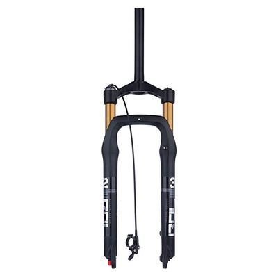 HIMALO 26 Bike Bike Air Suspension Fork Travel 110mm 4.0 Tire Fat Fork 1-1/8 Straight Front Forks Damping Adjustable Remote Lockout QR 9mm, Fit Snow Beach E-Bike(Gold)