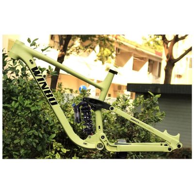 HIMALO Downhill Bike Suspension Frame 15.5''/17''/18'' 27.5er 29er Mountain Bike Frame Boost Thru Axle Disc Brake Frame Travel 155mm with Shocks(Yellow,15.5'')