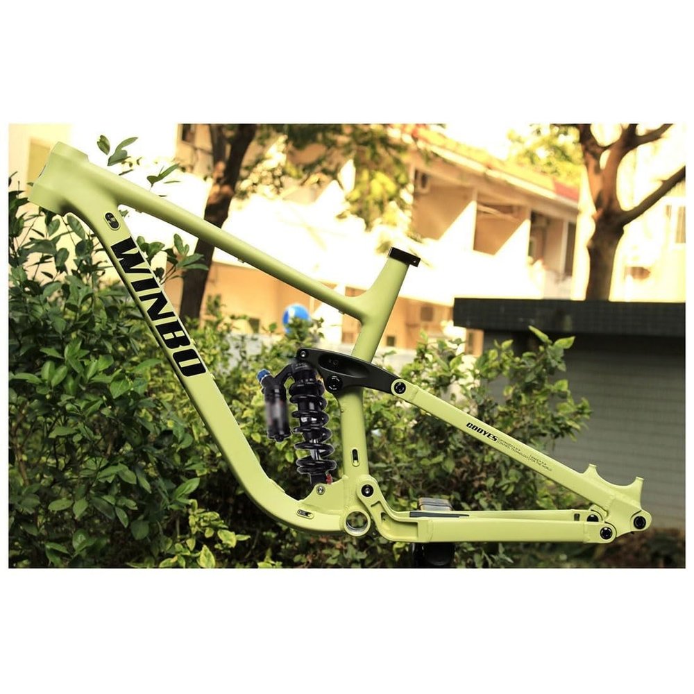 HIMALO Downhill Bike Suspension Frame 15.5''/17''/18'' 27.5er 29er Mountain Bike Frame Boost Thru Axle Disc Brake Frame Travel 155mm with Shocks(Yellow,15.5'')