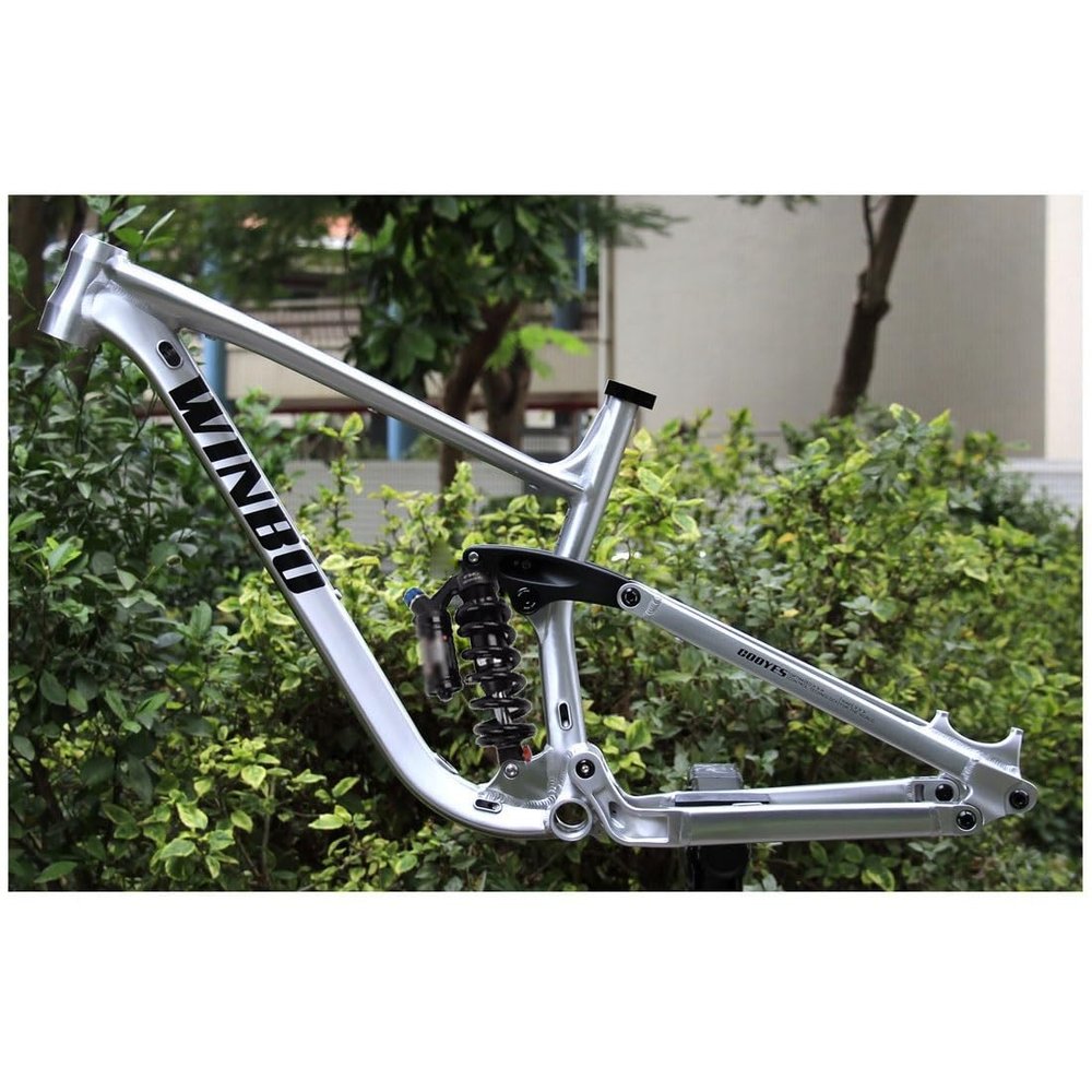 HIMALO Downhill Bike Suspension Frame 15.5''/17''/18'' 27.5er 29er Mountain Bike Frame Boost Thru Axle Disc Brake Frame Travel 155mm with Shocks(Silver,18'')