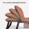 Foldable Bed with Mattress 4 Speed Adjustable Backrest with 3D Memory Headrest Portable Folding Bed Cot Lounge Chair for Beach Lawn Camping(Orange,192 * 65 * 28cm) view 4