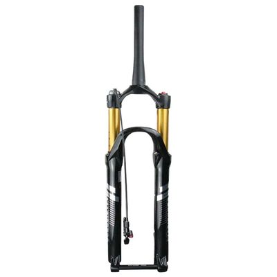 HIMALO Bike Bike Air Suspension Fork 26/27.5/29 Air Fork Travel 100mm Rebound Adjust 1-1/2'' Tapered Thru Axle 15mm Romote Lockout(Gold,29inch)