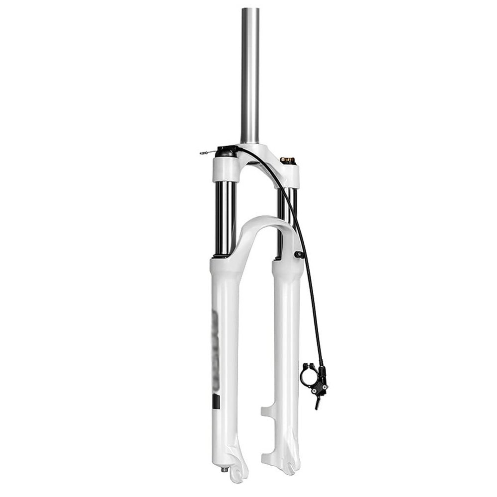 HIMALO Bike Fork 26/27.5/29 Inch Mountain Bike Fork Oil Suspension Travel 100mm 1-1/8 Straight Bicycle Front Fork Remote Lockout QR 9mm(White,27.5inch)
