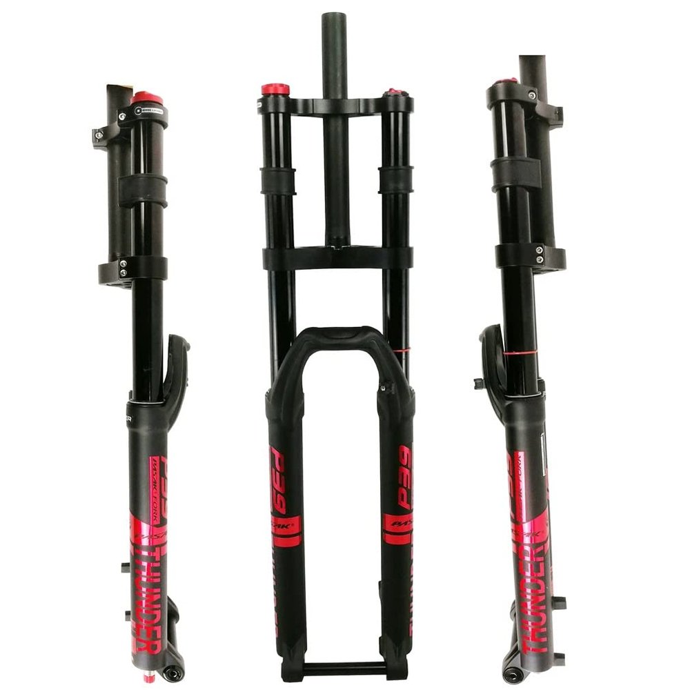 HIMALO DH Bike Fork 26 27.5 29 Inch Downhill Mountain Bike Suspension Fork Double Shoulder 28.6mm Straight Air Fork Thru Axle 15x100mm Travel 160mm Rebound Adjustable(Red,29inch)