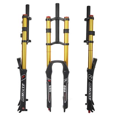 HIMALO Downhill Mountain Bike Suspension Fork 26/27.5/29 DH Bike Air Fork Travel 130mm Rebound Adjust Straight Double Crown Front Fork Manual Lockout QR 9mm(Gold,29'')