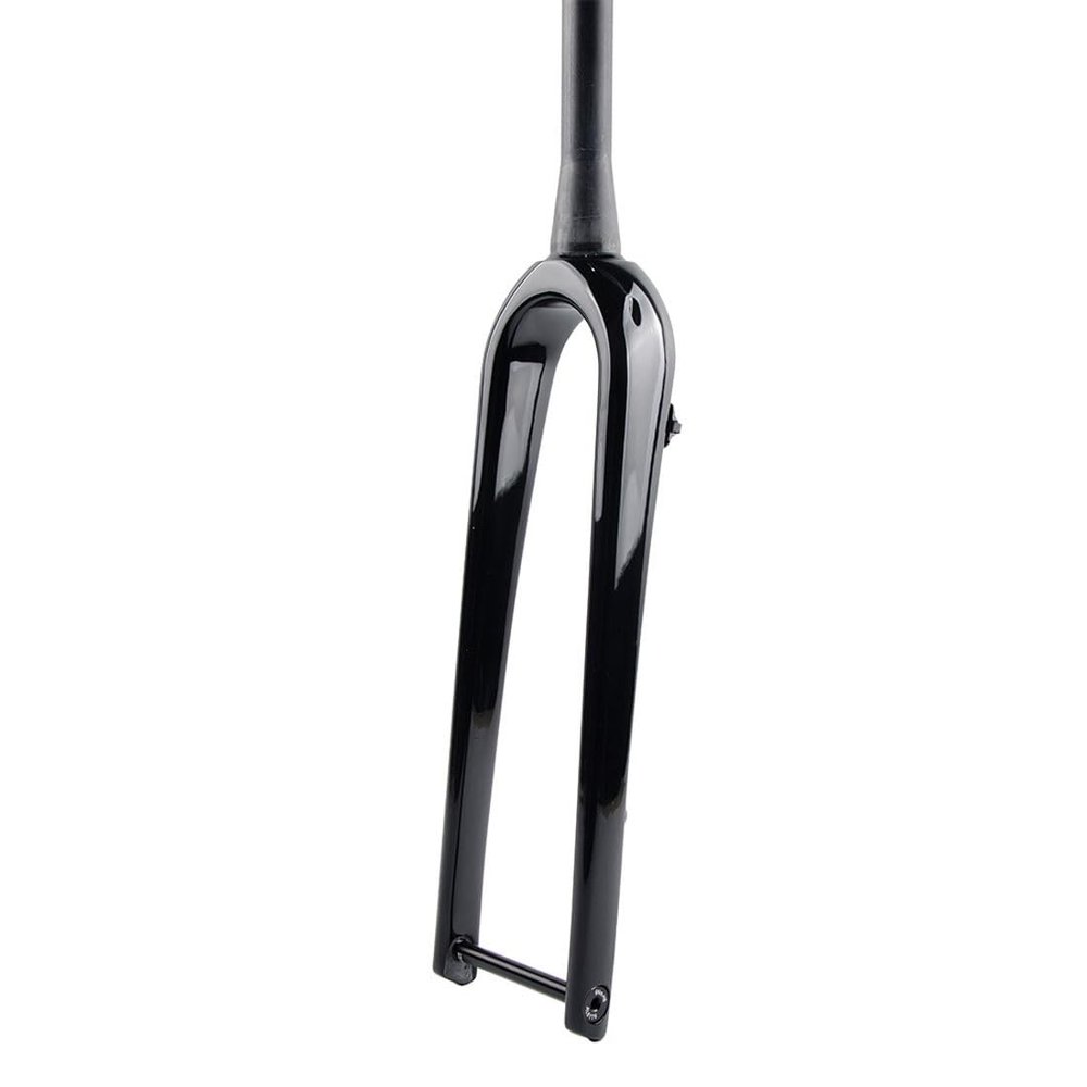 HIMALO 700C Carbon Rigid Fork Gravel Road Bike Fork Disc Brake 12 * 100mm Thru Axle Front Fork 1-1/8 Straight/Tapered(Glossy Black,Tapered)