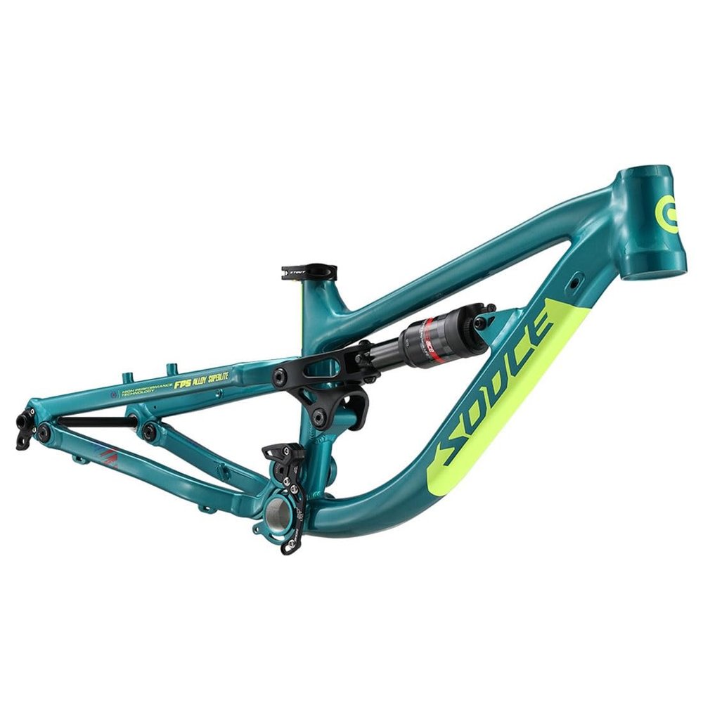 HIMALO 20er Mountain Bike Frame 255mm Aluminum Alloy Suspension Frame 148mm Boost Thru Axle Frame Disc Brake Soft Tail Bike Frame with Rear Shocks(Green)