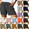 HJYUZP Shorts for Women High Waisted Button Front Elastic Plus Size Shorts Casual Wide Leg Shorts with (Dark Gray, XXL) view 1
