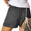 HJYUZP Shorts for Women High Waisted Button Front Elastic Plus Size Shorts Casual Wide Leg Shorts with (Dark Gray, XXL) view 3