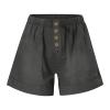 HJYUZP Shorts for Women High Waisted Button Front Elastic Plus Size Shorts Casual Wide Leg Shorts with (Dark Gray, XXL) view 4