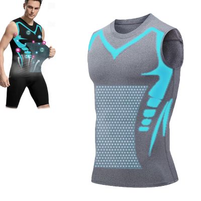 Vitaboost Compression Shirt, Ionic Shaping Sleeveless Shirt, Vitaboost Confidence, Energy and Strength for You (Grey,Medium)