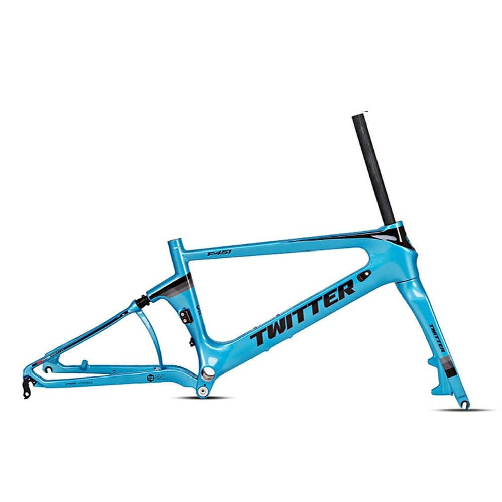 HIMALO 22er Folding Bike Frame Carbon Fiber BMX Frame for 451 Wheels, 100/135mm QR Disc Brake Foldable Frame with Fork(Blue)