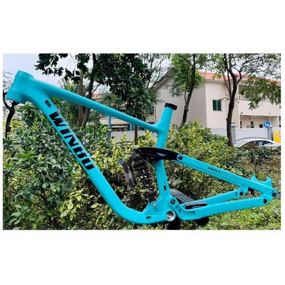 HIMALO Downhill Bike Suspension Frame 15.5''/17''/18'' 27.5er 29er Mountain Bike Frame Boost Thru Axle Disc Brake Frame Travel 155mm with Shocks(Blue,18'')