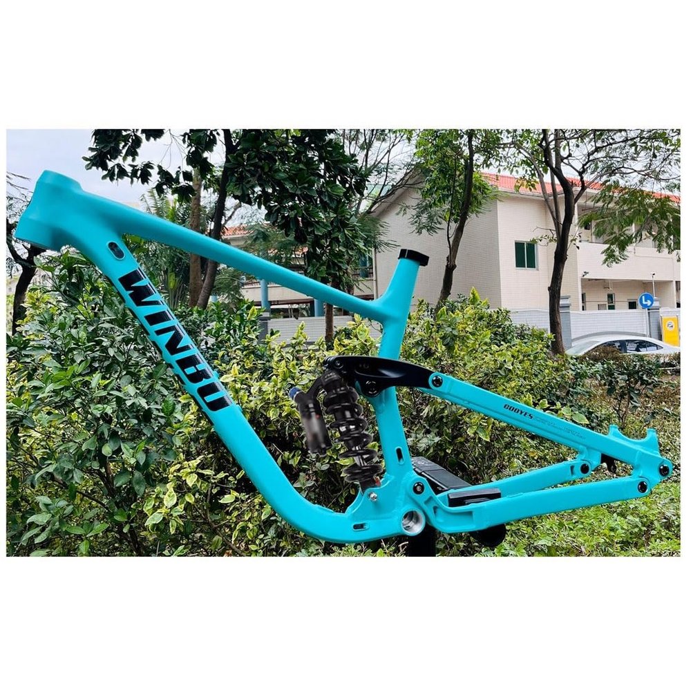HIMALO Downhill Bike Suspension Frame 15.5''/17''/18'' 27.5er 29er Mountain Bike Frame Boost Thru Axle Disc Brake Frame Travel 155mm with Shocks(Blue,18'')