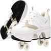 Shoes with Wheels  Roller Skate Shoes for Girls, Kids, Women, Men & Adults | Retractable High Roller Skating Shoes That Pop Out Into Sneaker Skates - White, 5.5 view 1