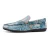 TAYGUM Loafers for Men Round Toe PU Leather Floral Loafer Shoes Flat Heel Slip Resistant Lightweight Walking Fashion Slip-ons(Blue,8) view 2