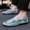 TAYGUM Loafers for Men Round Toe PU Leather Floral Loafer Shoes Flat Heel Slip Resistant Lightweight Walking Fashion Slip-ons(Blue,8) view 4