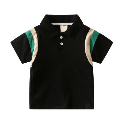 NineFit Basics Boys Patchwork Fashion Lapel Short Sleeve T Shirt Baby Tops Thermal Long Sleeve Shirt (Black, 4-5 Years)