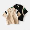 NineFit Basics Boys Patchwork Fashion Lapel Short Sleeve T Shirt Baby Tops Thermal Long Sleeve Shirt (Black, 4-5 Years) view 2