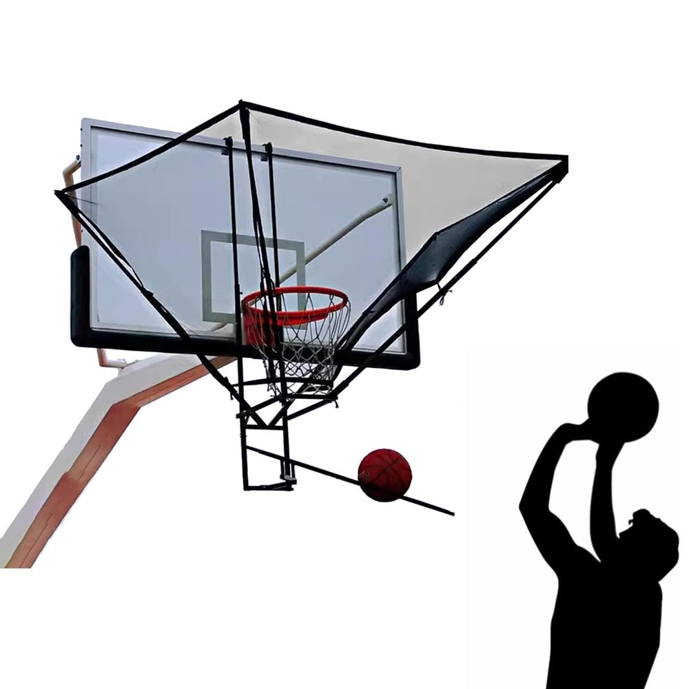KJLYLPP Hanging Basketball Rebounder Attachment, Foldable Basketball Shot Returner Net for Hoop, Gift for Basketball Lovers