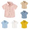 Boys' Shirt Classic Fit Woven Short Sleeve Button Down Shirt Casual Collared Shirt for Boys with (Khaki, 7-8 Years) view 1