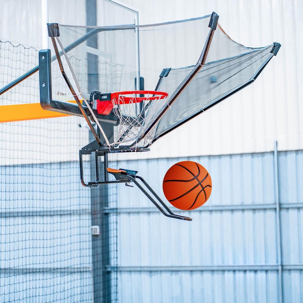 KJLYLPP Portable Basketball Net Catcher Ball Return, Basketball Rebounder Equipment with 180 Basketball Return Chute/Basketball Goal Trainer for Pole/Wall Mounted Hoops