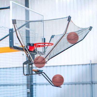 KJLYLPP Basketball Shooting Machine Aluminum Alloy Basketball Shot Returner, Basketball Return Attachment for Hoop, Indoor Outdoor Ball Returner with 180 Rotating Chute