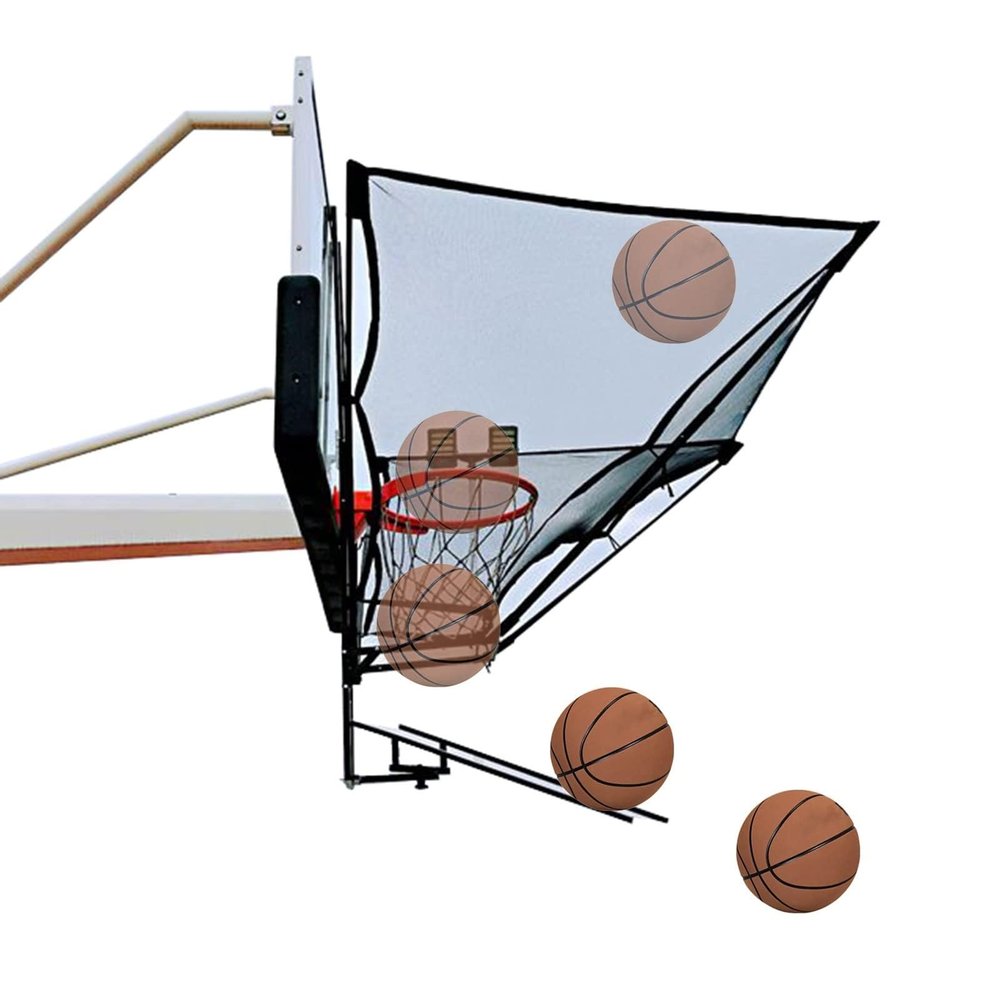 KJLYLPP Metal Rebounder Basketball Return, Portable Basketball Rebounder Exercise Equipment, 180 Degree Rotatable Chute Shot Returner with Bag