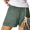 HJYUZP Shorts for Women High Waisted Button Front Elastic Plus Size Shorts Casual Wide Leg Shorts with (Mint Green, M) view 3