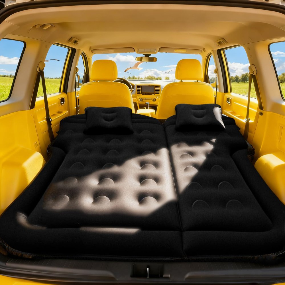 Adirigo Car Air Mattress - Inflatable Bed SUV Mattress with Two Pillows for Cars Backseat Trunk, Portable Flocked Camping Airbed Sleeping mat for Vehicle Travel Road Trip Indoor&Outdoor Activities