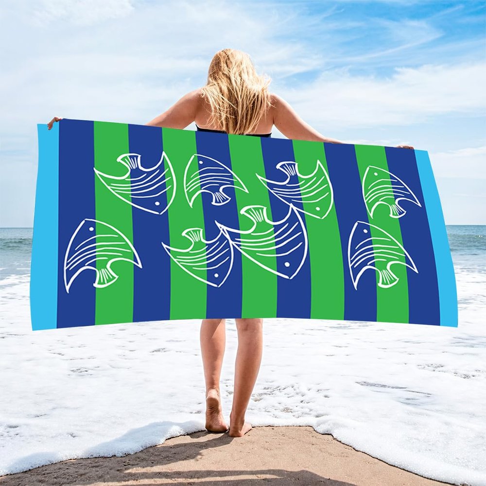 Microfiber Lightweight Thin Beach Towel Sand Free Quick Dry Super Absorbent Large Towels 55.1x27.5in Swimming Pool Camping Beach Printed Bath Towel (003)
