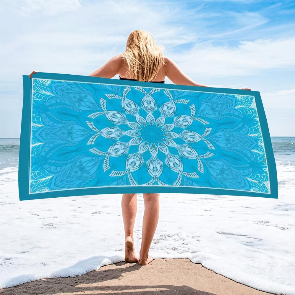 Microfiber Lightweight Thin Beach Towel Sand Free Quick Dry Super Absorbent Large Towels 55.1x27.5in Swimming Pool Camping Beach Printed Bath Towel (008)