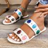 SACFOF Women's Beaded Open Toe Flat Sandals,Fashion Slip-on Dressy Slides Summer Casual Comfy Walking Slippers view 2