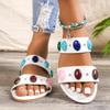 SACFOF Women's Beaded Open Toe Flat Sandals,Fashion Slip-on Dressy Slides Summer Casual Comfy Walking Slippers view 3