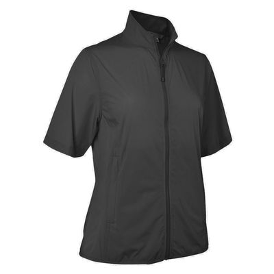 Monterey Club Women's UPF Short Sleeve Wind Jacket #2760 (Black, Medium)