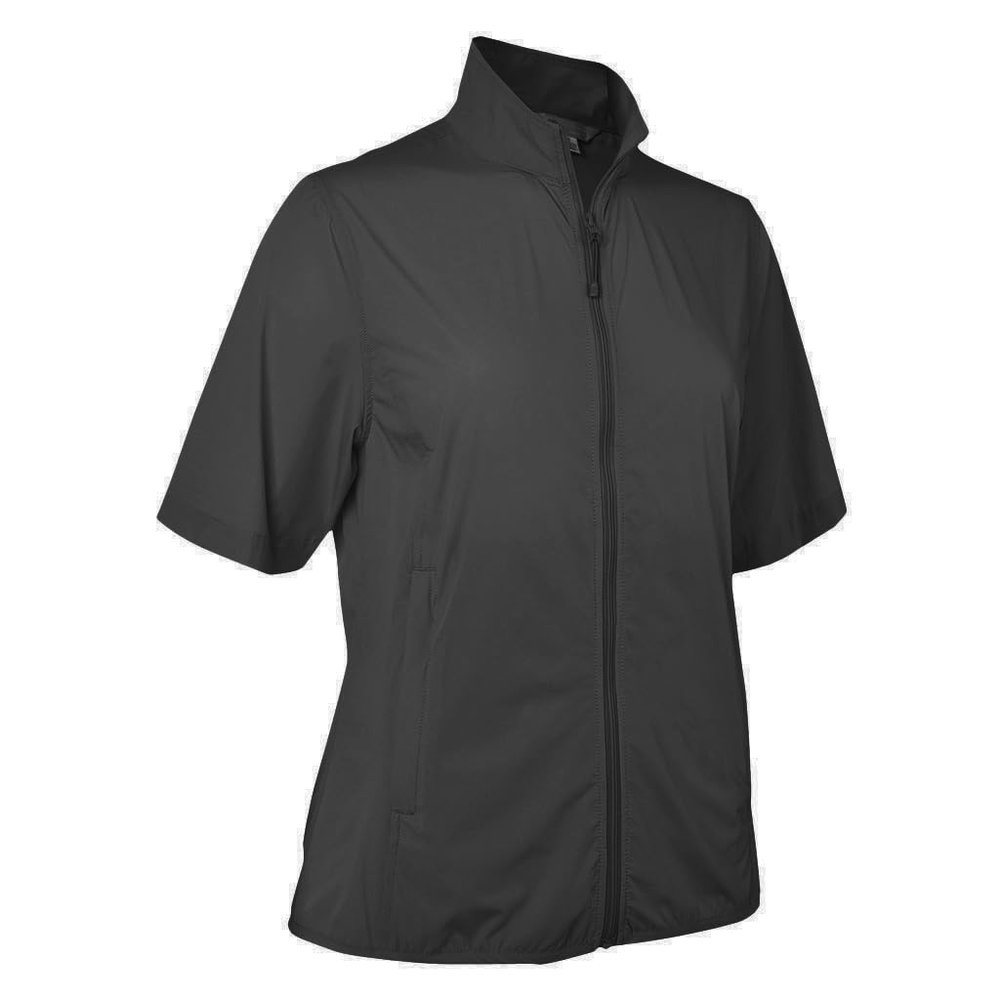 Monterey Club Women's UPF Short Sleeve Wind Jacket #2760 (Black, Medium)