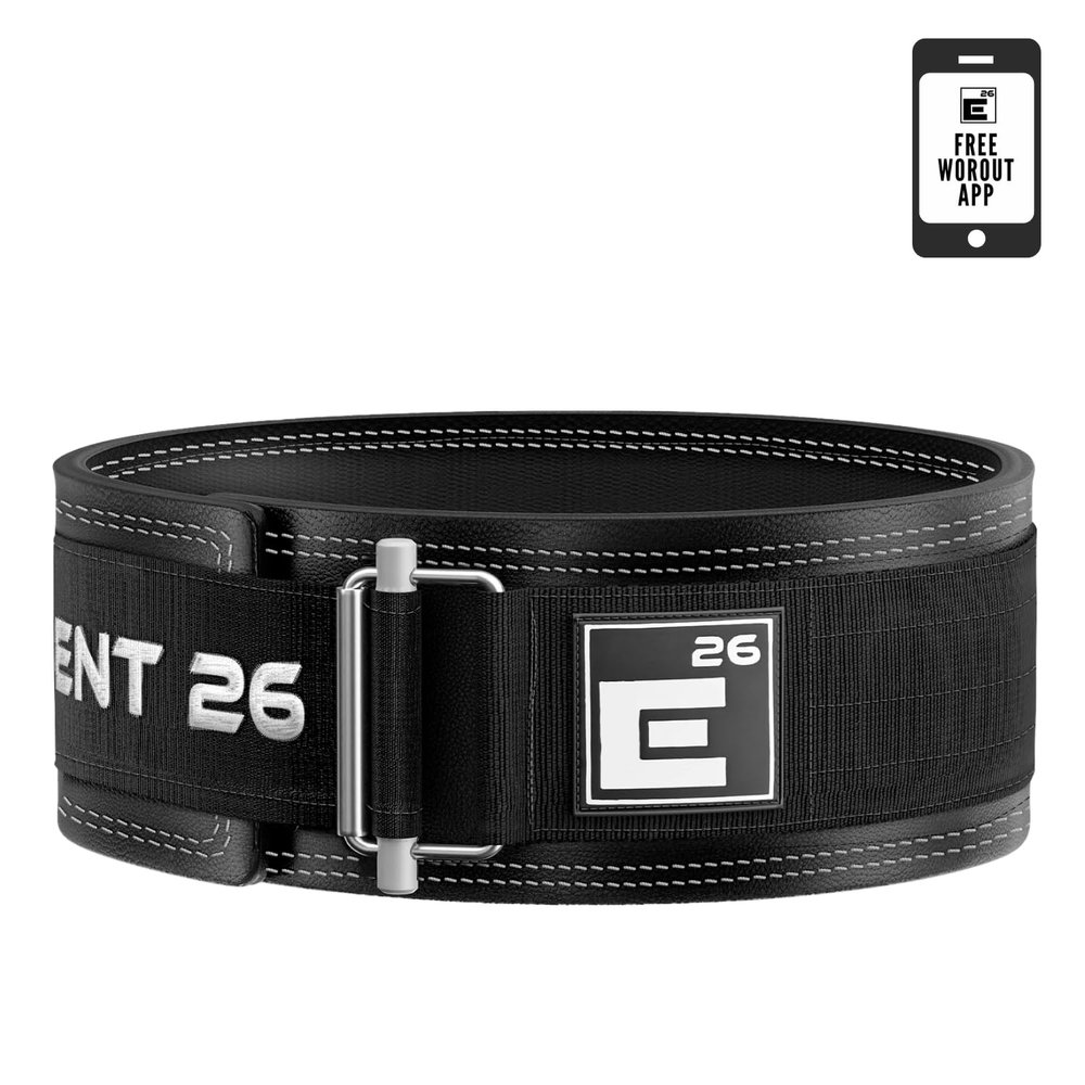 Element 26 Hybrid Leather Weight Lifting Belt for Men & Women - Self locking Adjustable Leather Belt for Powerlifting, Olympic lifting & Functional Fitness - Weight Belt, Squat Belt, Back Support (Black, XX-Large)