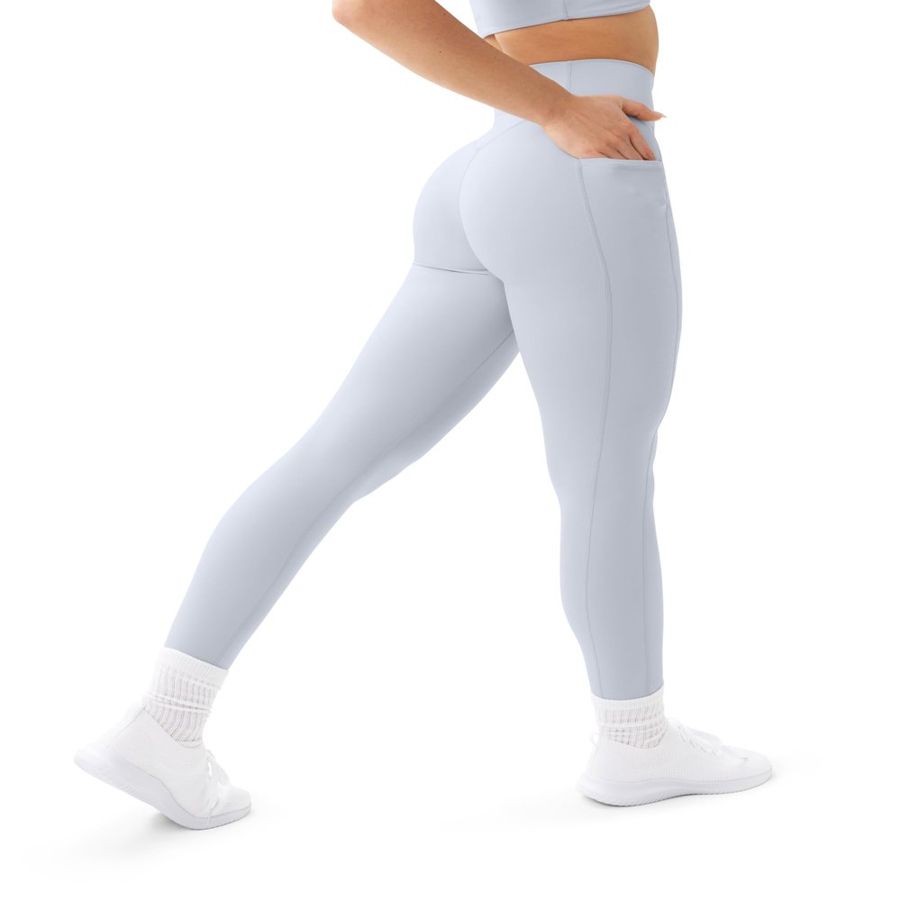 PAVOI ACTIVE Leggings with Pockets | Compressive High Waisted Butt Sculpting Women's Full Length Workout Pants | HiPerform | Small, Silver