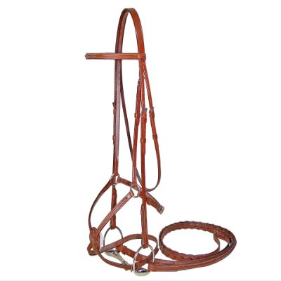 Paris Tack Opulent Series Figure 8 Fancy Stitched Horse Bridle w/Rubber Reins