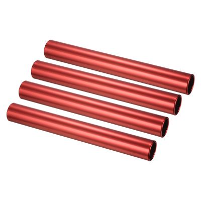 PATIKIL Relay Track Baton, 4 Pcs Aluminum Tube Field Running Race Stick Corrosion Resistant for Outdoor Athletics Sport Game Practice Tool, Red