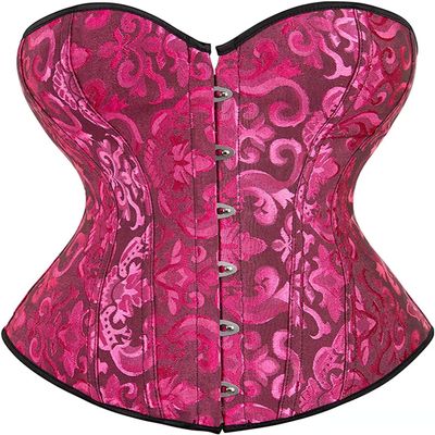 ADELCE Plus Size Corsets for Women Sexy Brocade Lace up Overbust Corset Waist Cincher Shapewear Bustier Top Black Rose 5XL